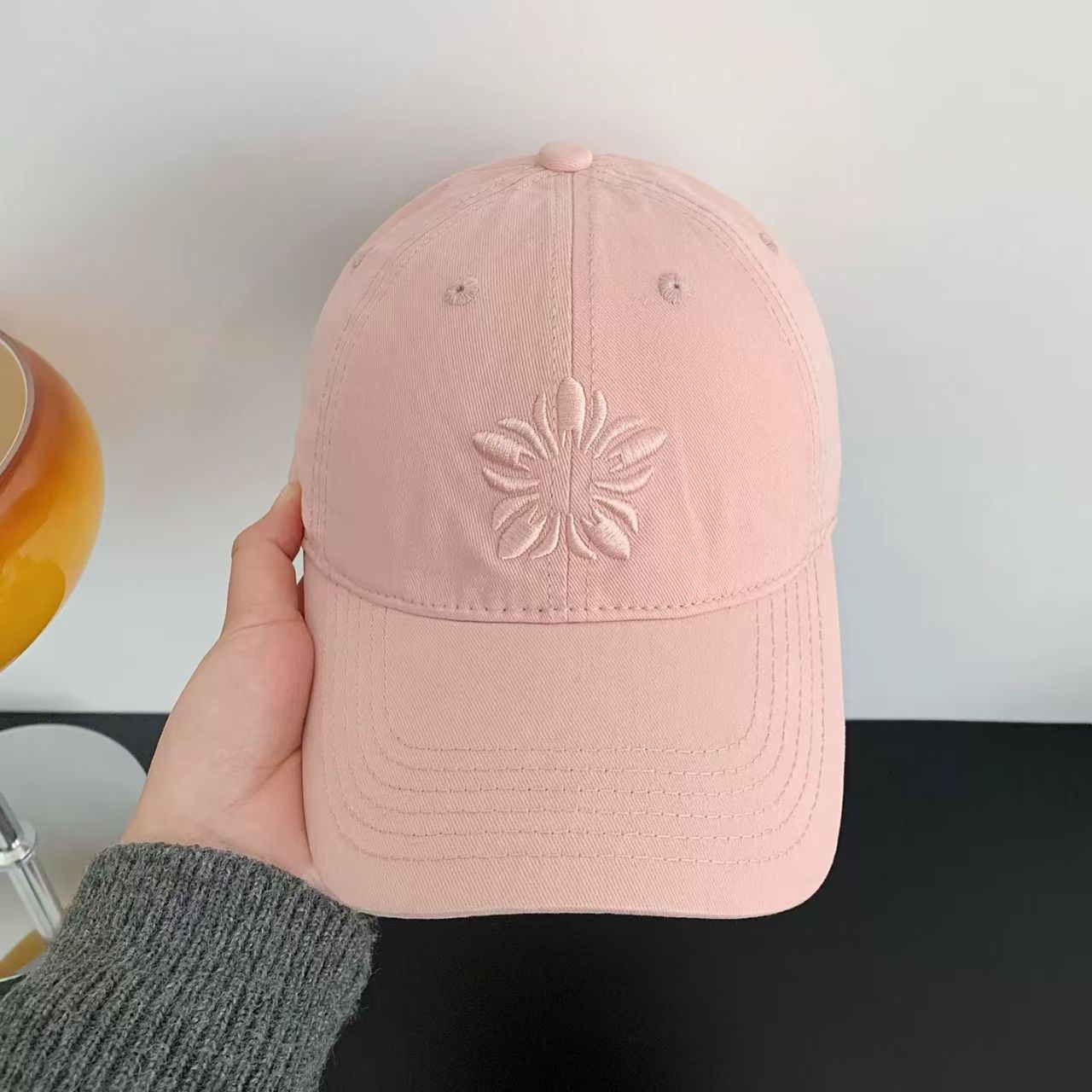 Retro Washed Gray Dad Hat Embroidered Baseball Cap.