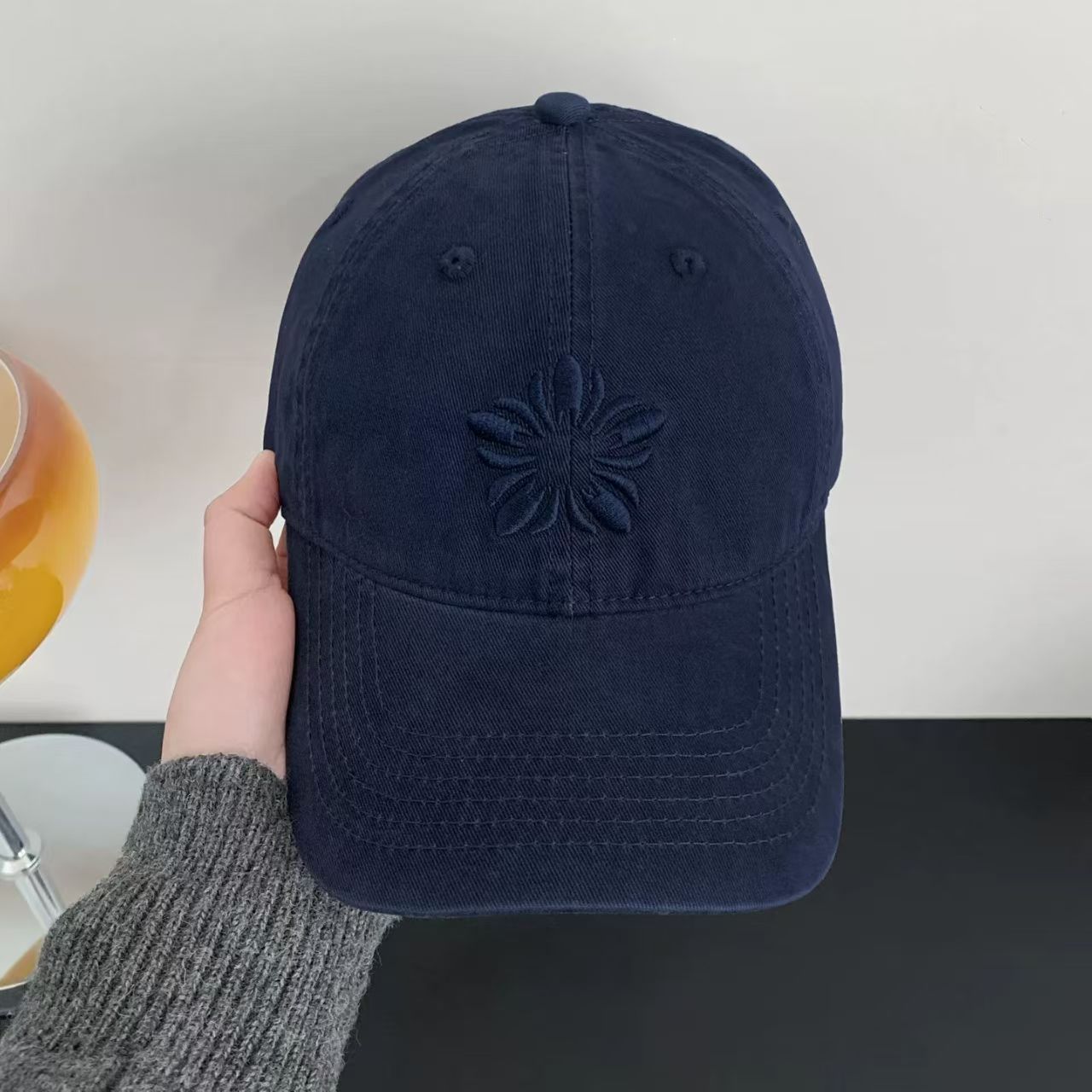 Retro Washed Gray Dad Hat Embroidered Baseball Cap.