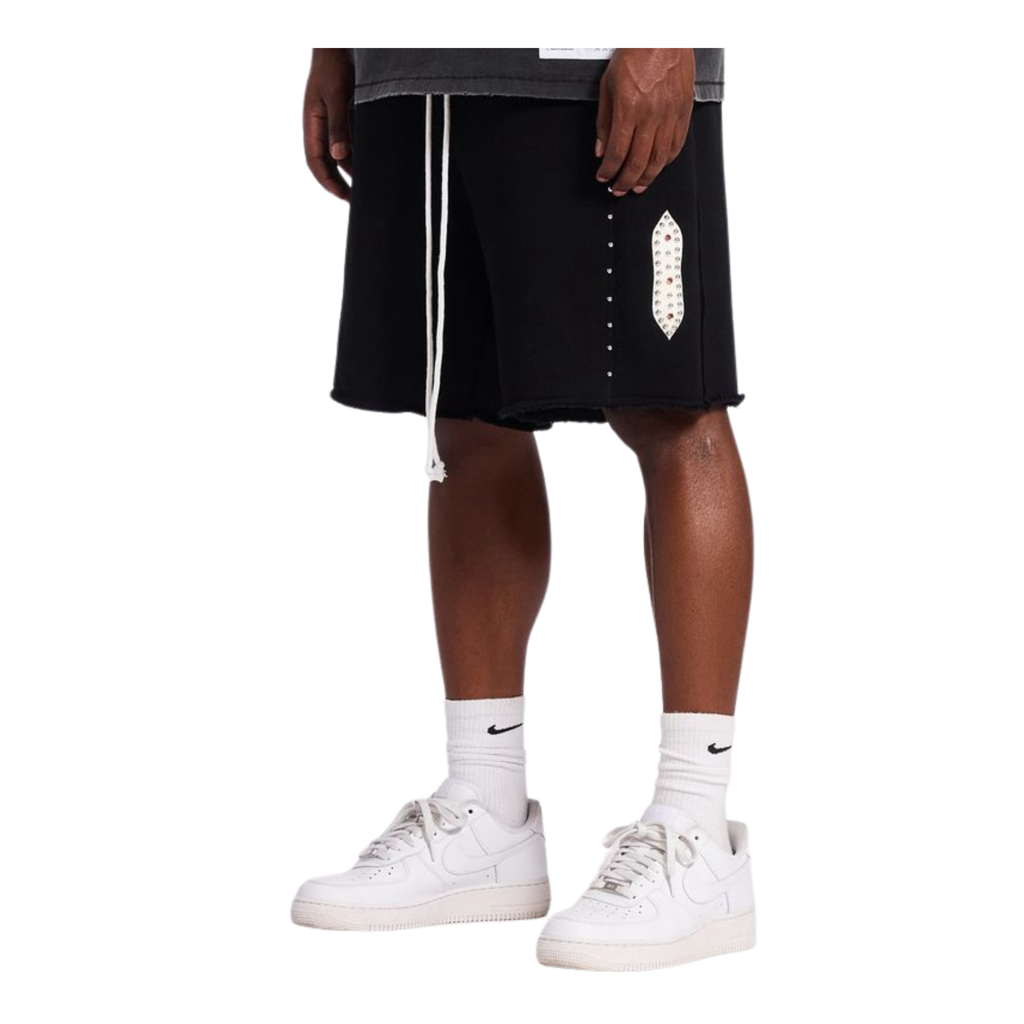 Memory Lane "Studded Fleece" Long Shorts (Black)