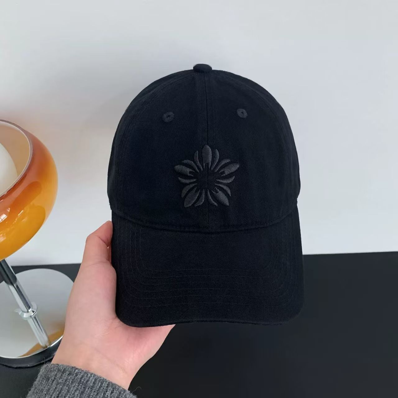 Retro Washed Gray Dad Hat Embroidered Baseball Cap.