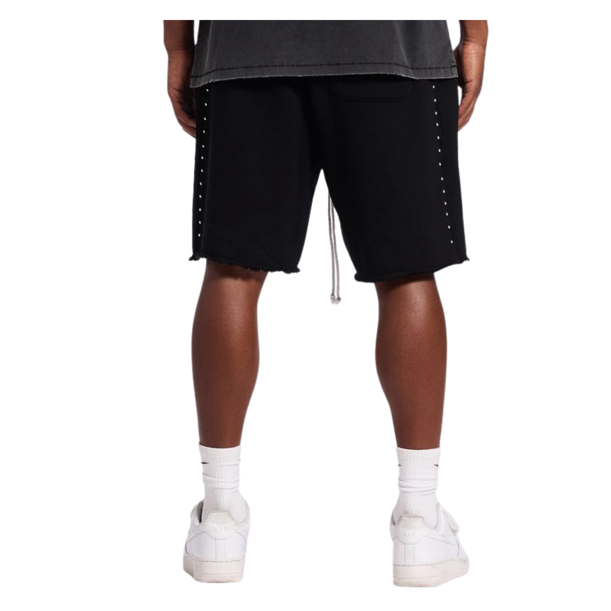 Memory Lane "Studded Fleece" Long Shorts (Black)