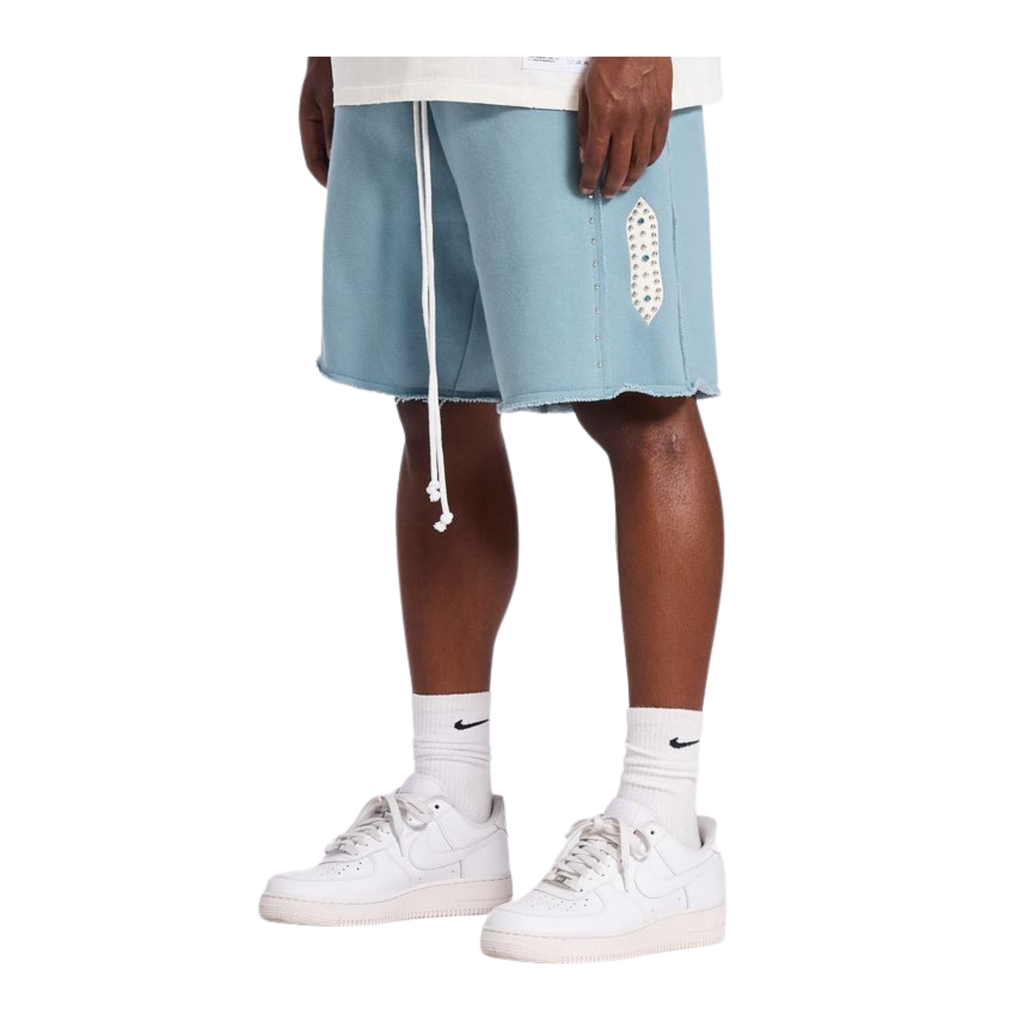 Memory Lane "Studded Fleece" Long Shorts (Slate Blue)