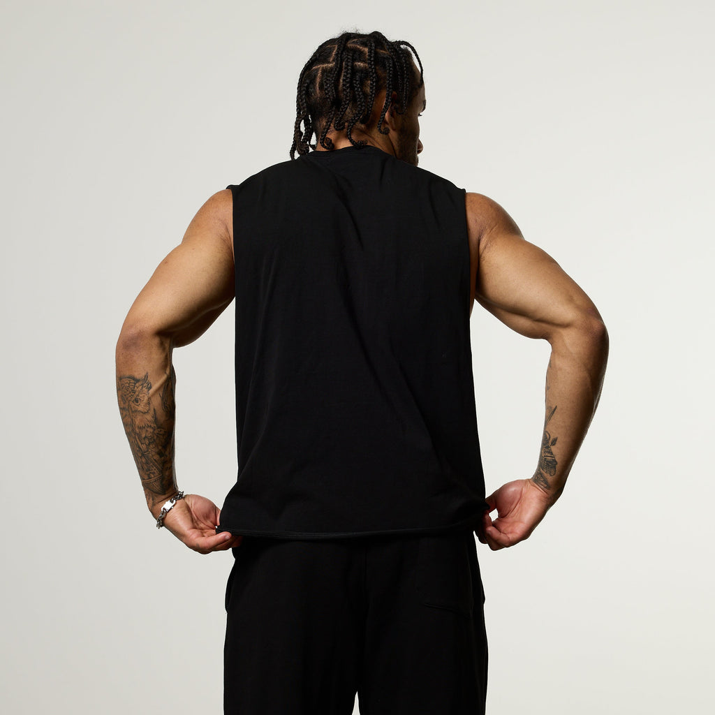 Vanquish Olympus Black Hades Oversized Boxy Cut Off Sleeveless T Shirt