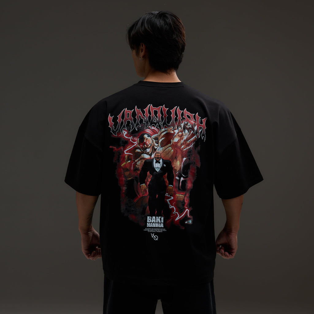 VQ x Baki: Black Oliva Boxy Oversized T Shirt