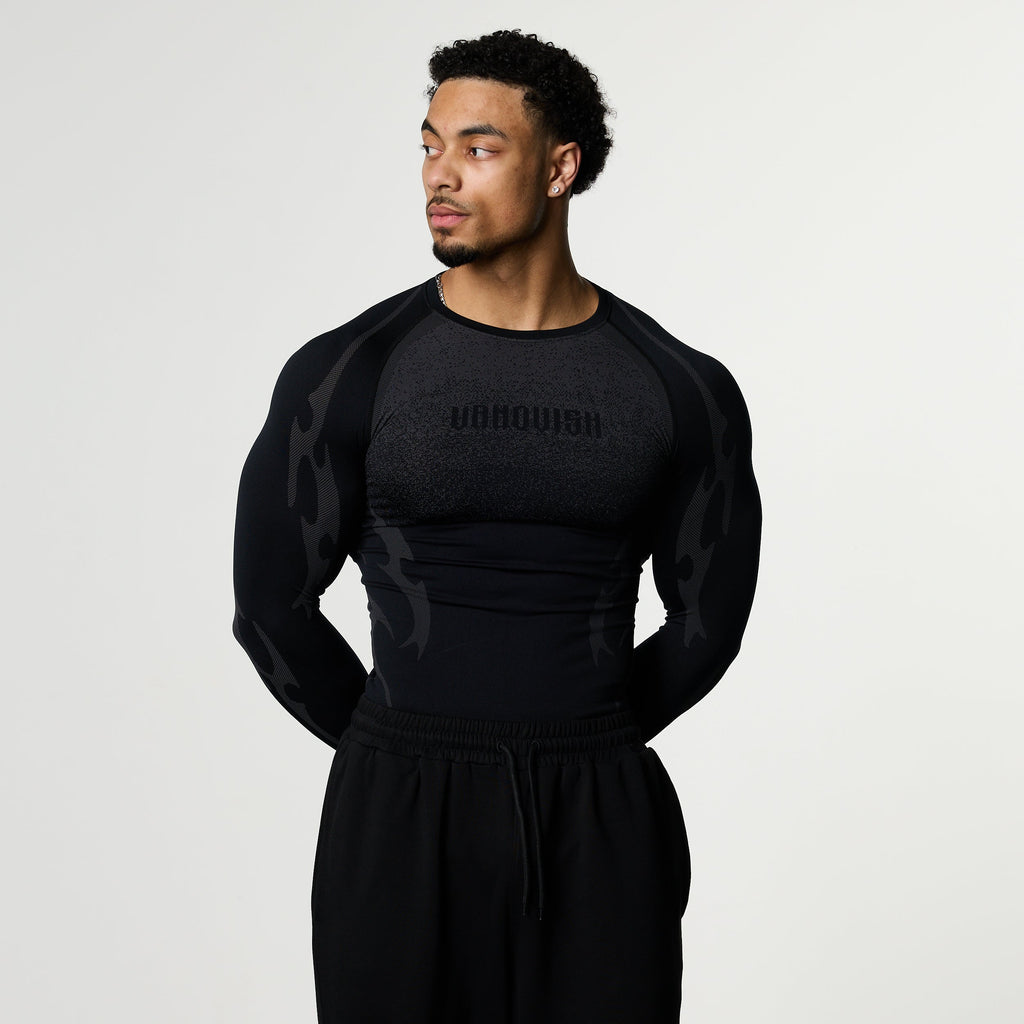 TRIBAL COMPRESSION BLACK LONG SLEEVE T SHIRT
