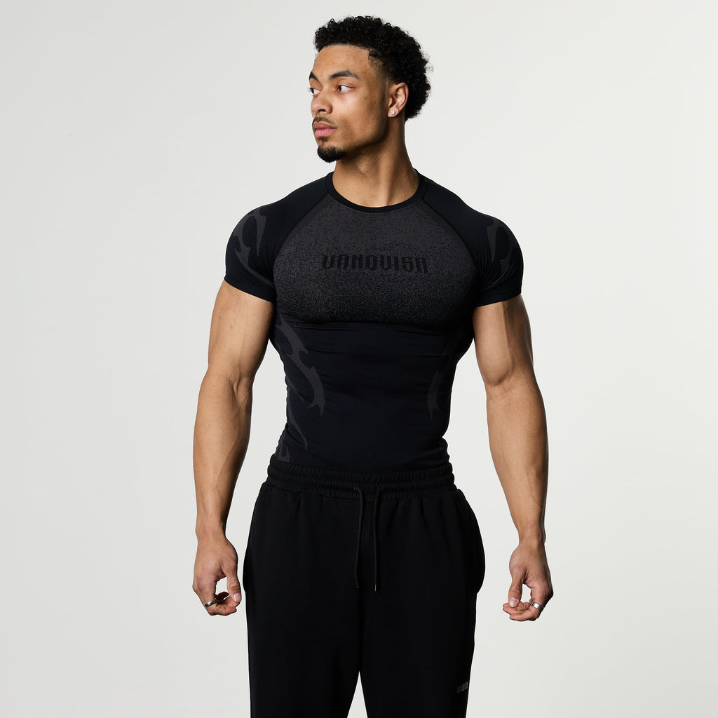 TRIBAL COMPRESSION BLACK SHORT SLEEVE T SHIRT