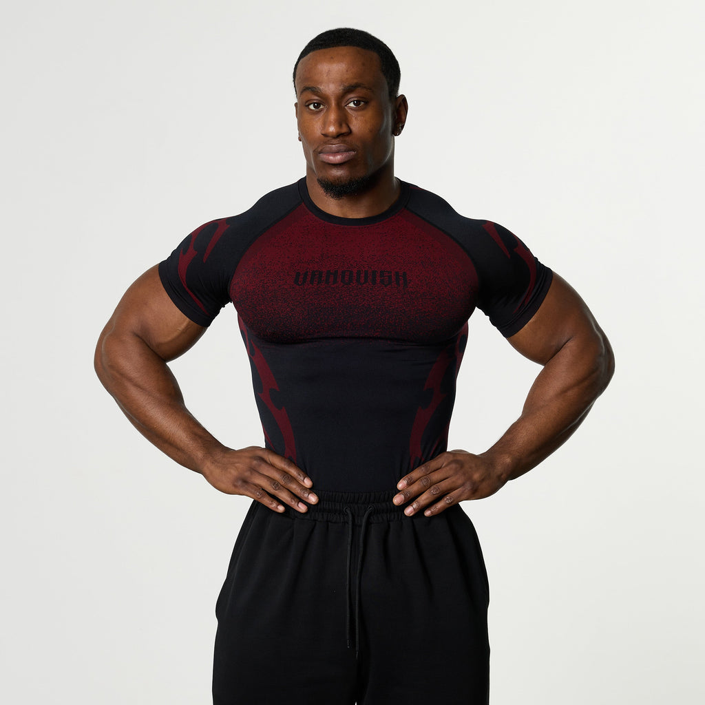 TRIBAL COMPRESSION BLACK AND RED SHORT SLEEVE T SHIRT