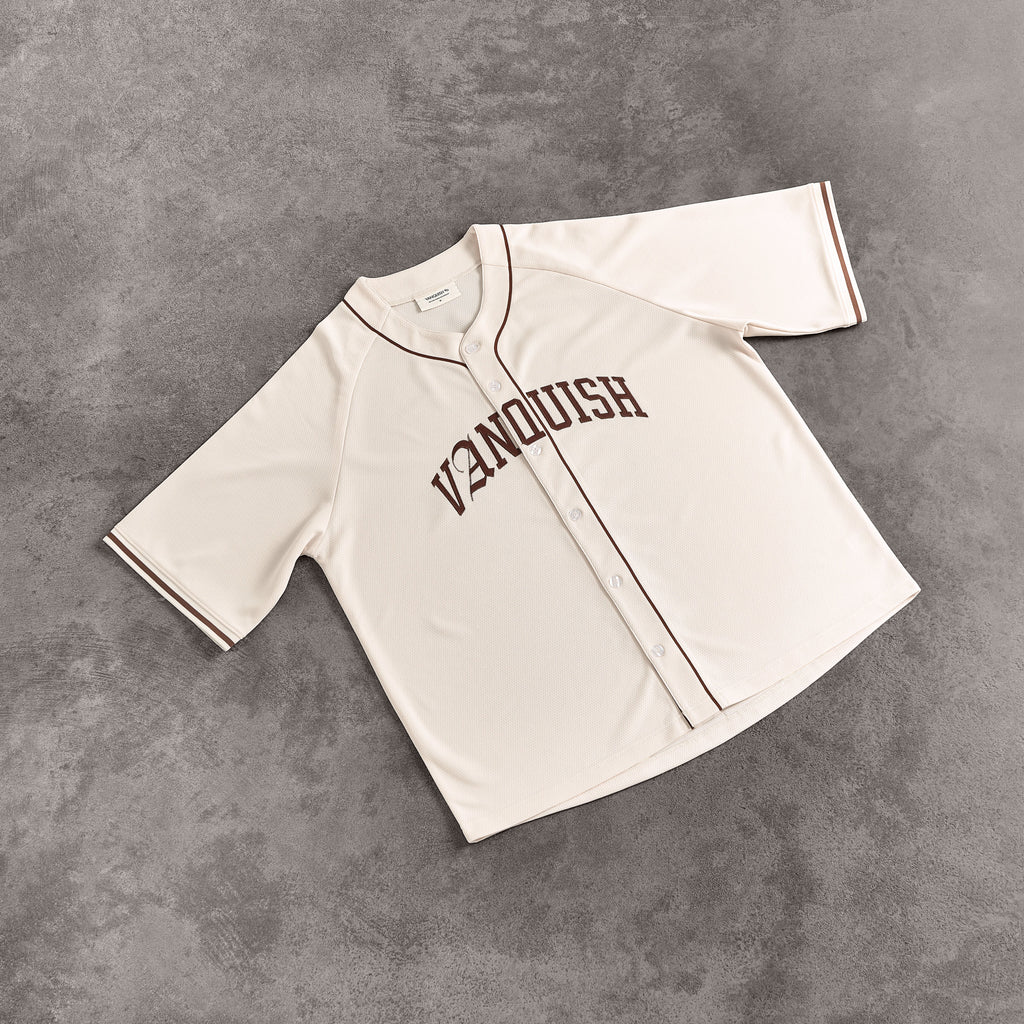 VANQUISH OFF WHITE OVERSIZED BASEBALL JERSEY