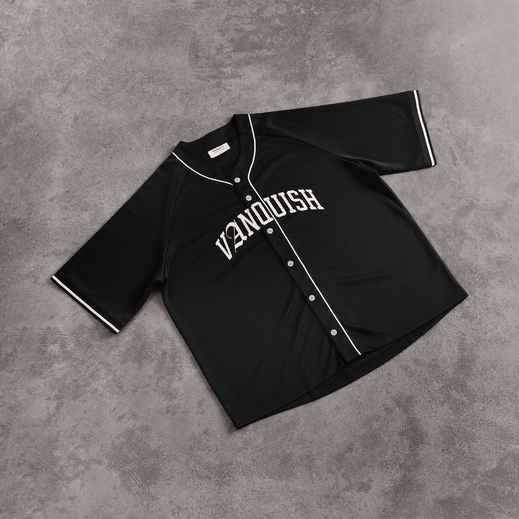 VANQUISH BLACK OVERSIZED BASEBALL JERSEY