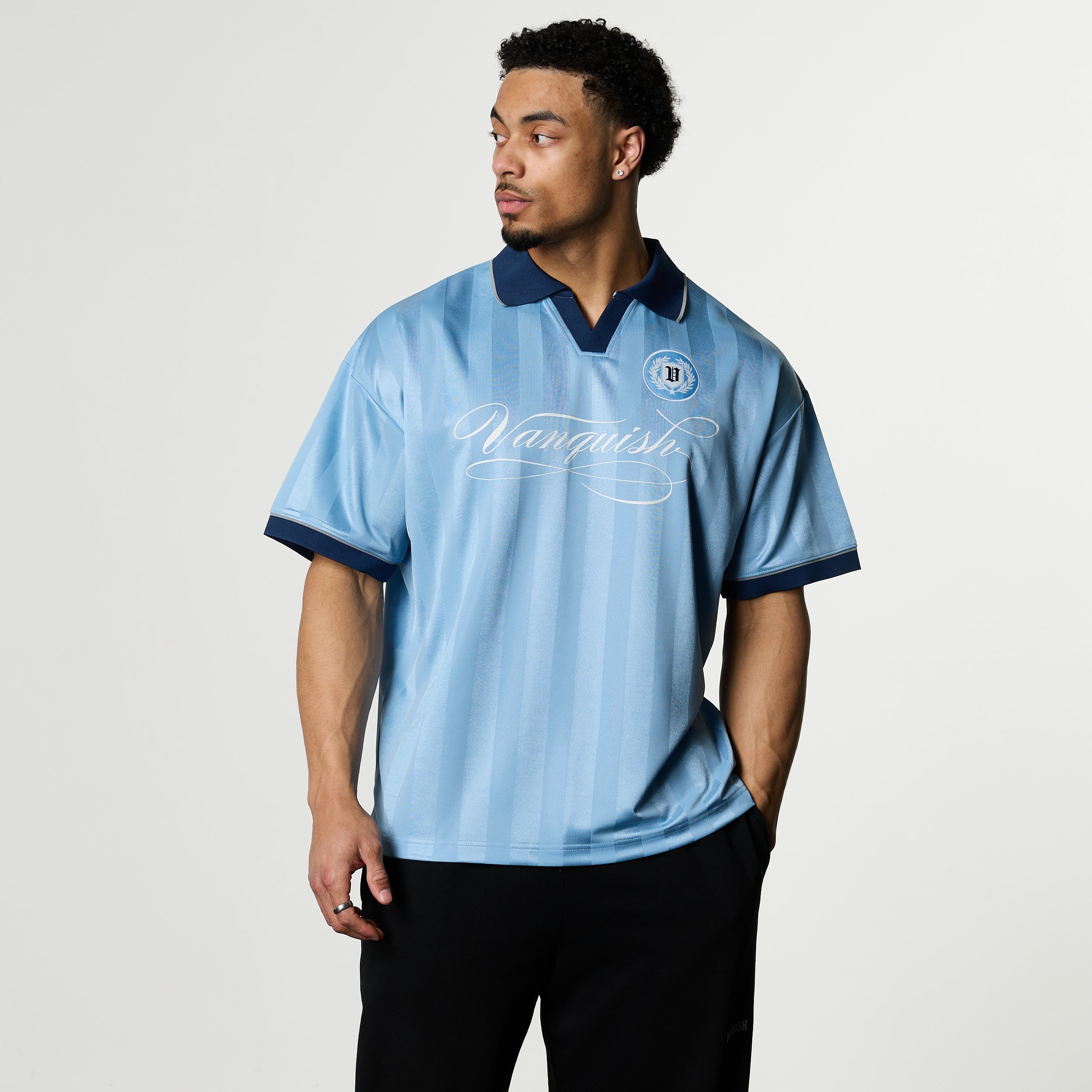 VANQUISH BLUE OVERSIZED BOXY FOOTBALL JERSEY