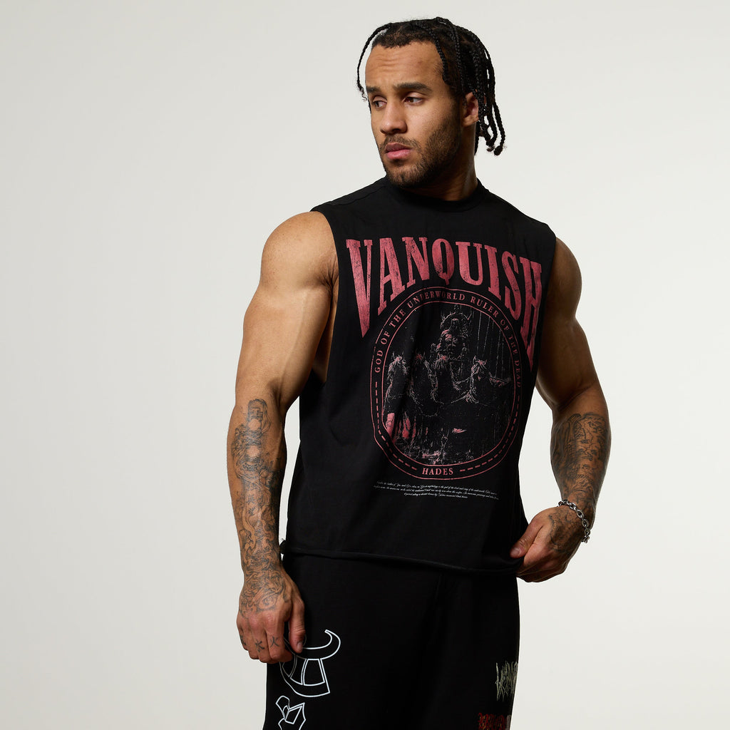 Vanquish Olympus Black Hades Oversized Boxy Cut Off Sleeveless T Shirt