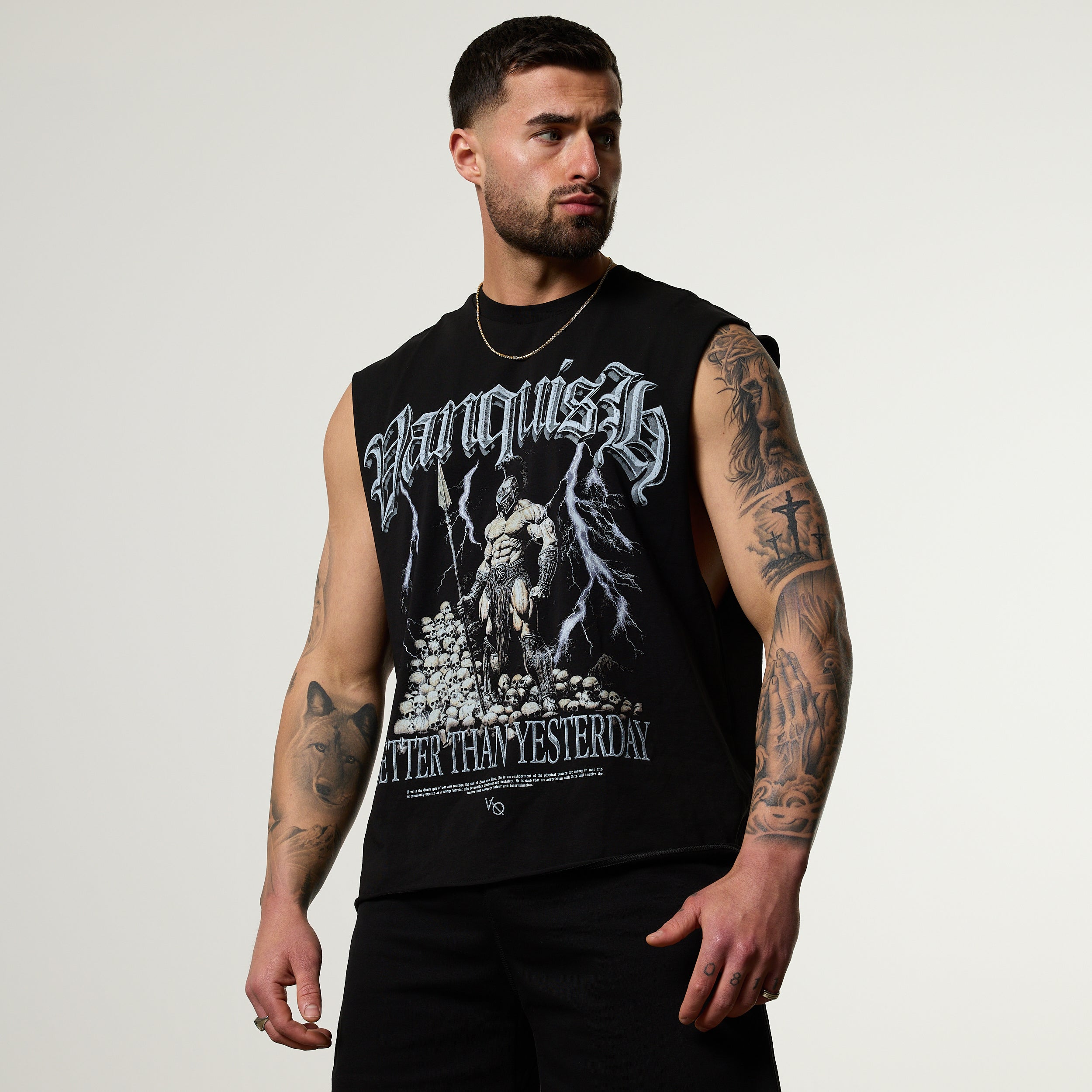 Vanquish Olympus Black Ares Oversized Boxy Cut Off Sleeveless T Shirt