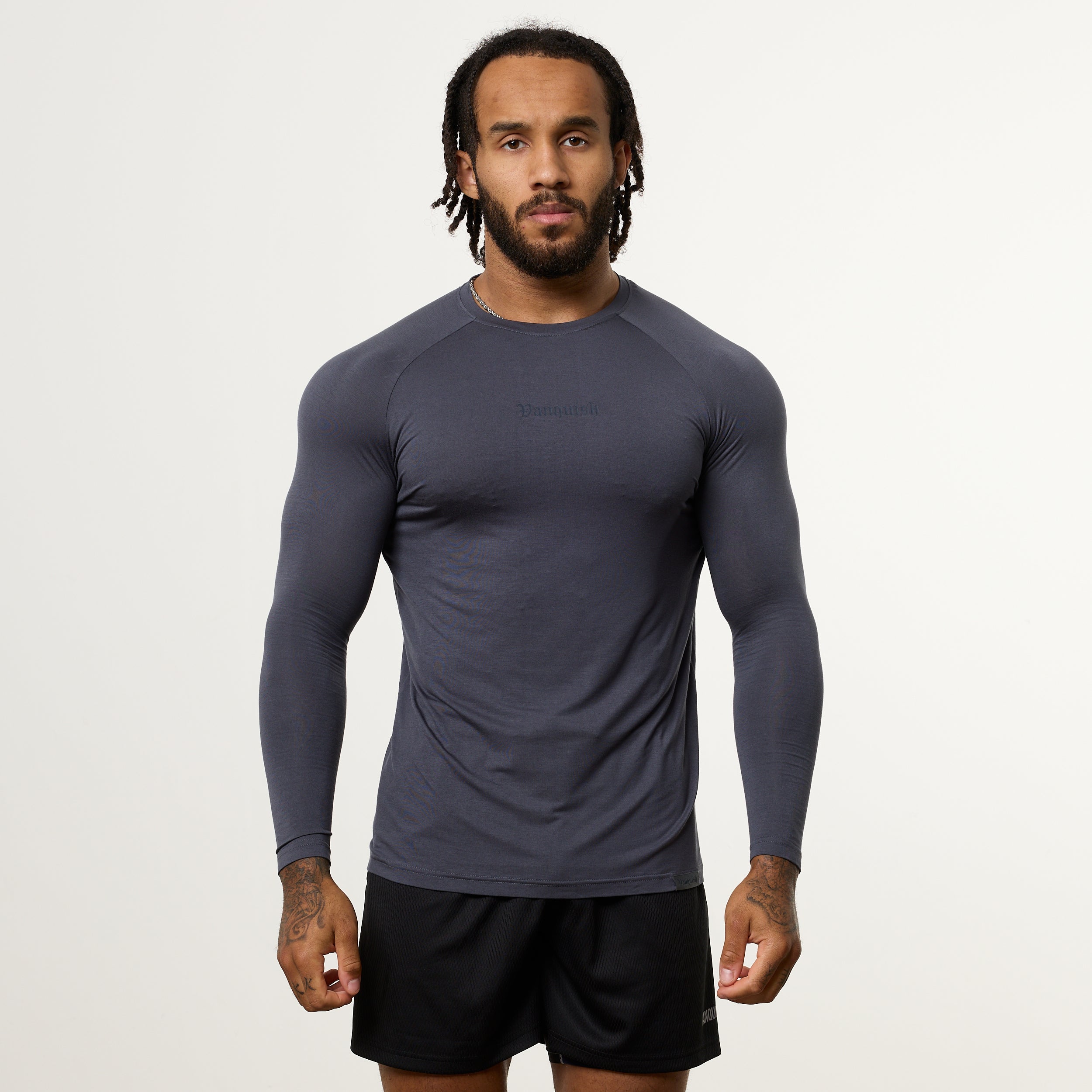 Vanquish Ultra Soft Denim Blue Long Sleeve Slim Fit T Shirt