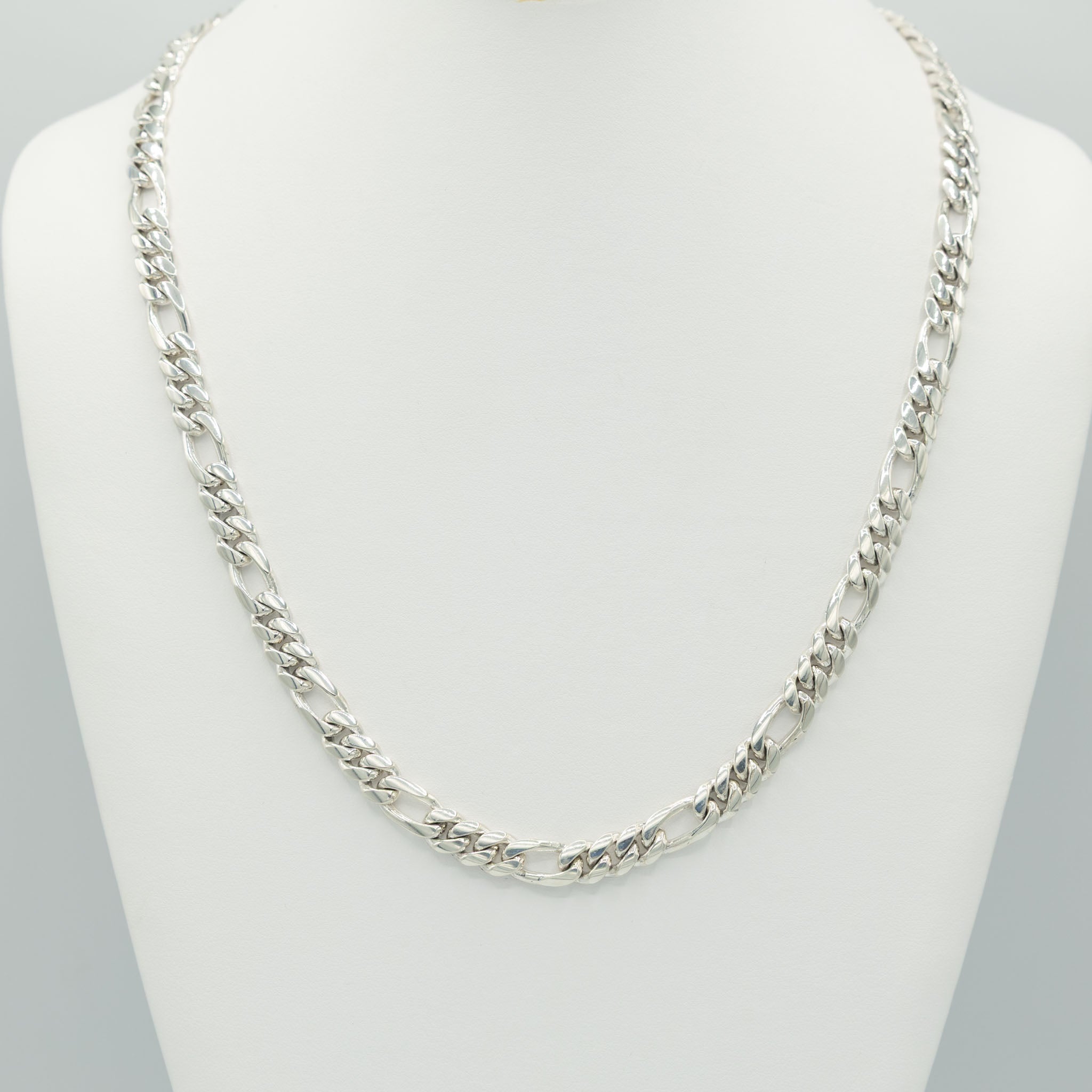 999 Handmade Silver Figaro Cuban Chain 8mm