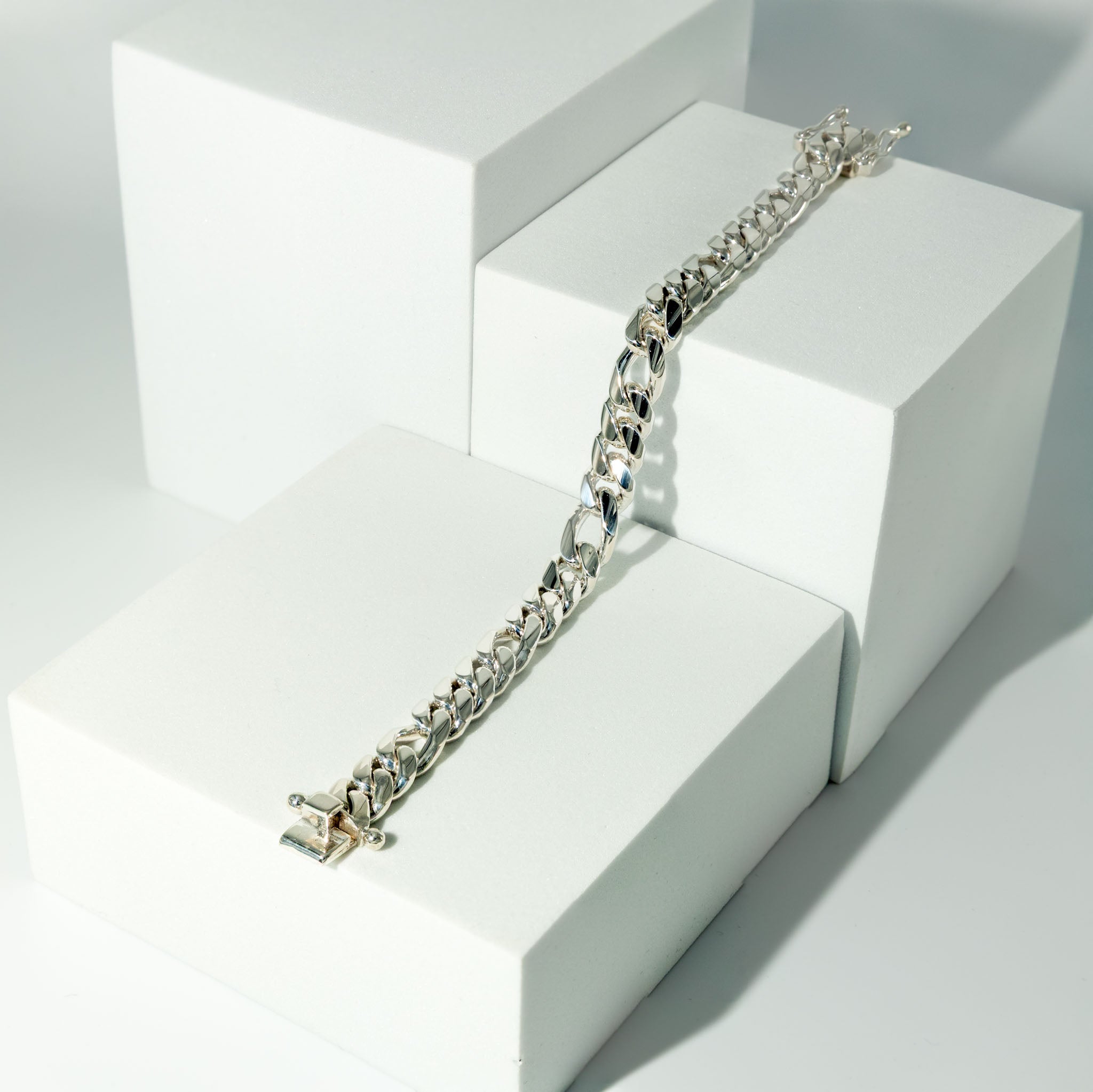 999 Handmade Silver Figaro Bracelet 10mm