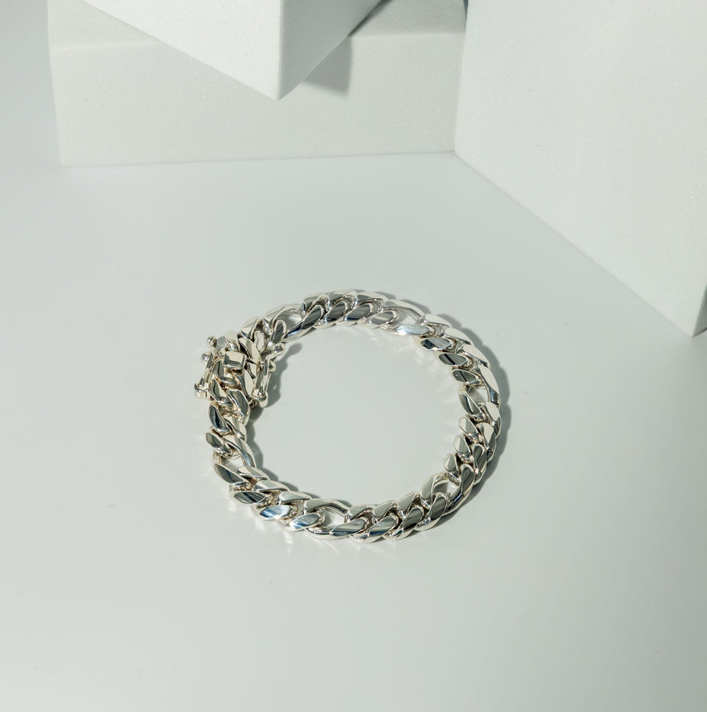 999 Handmade Silver Figaro Bracelet 10mm