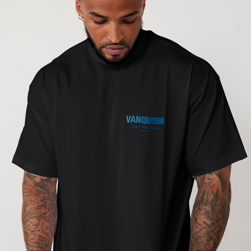 REVOLVE MOMENTUM BLACK AND BLUE BOXY T SHIRT