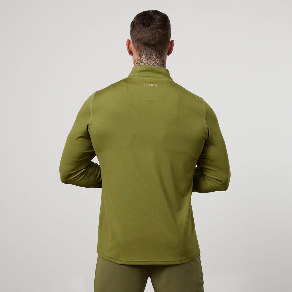 Vanquish Essential Olive Green Performance 1/4 Zip Top