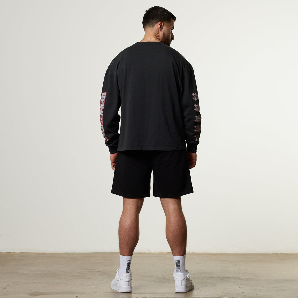 Vanquish Obsidian Black Dobermann Oversized Long Sleeve Boxy T Shirt