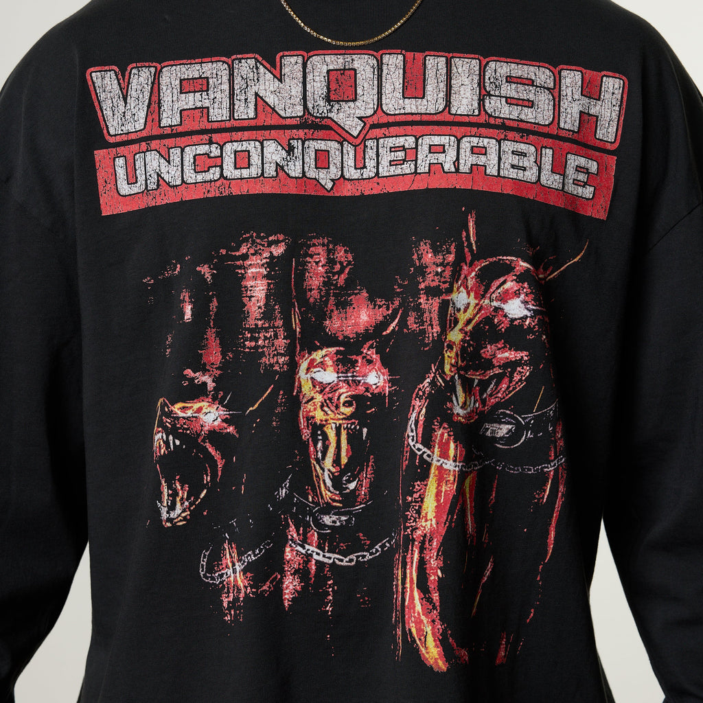 Vanquish Obsidian Black Dobermann Oversized Long Sleeve Boxy T Shirt