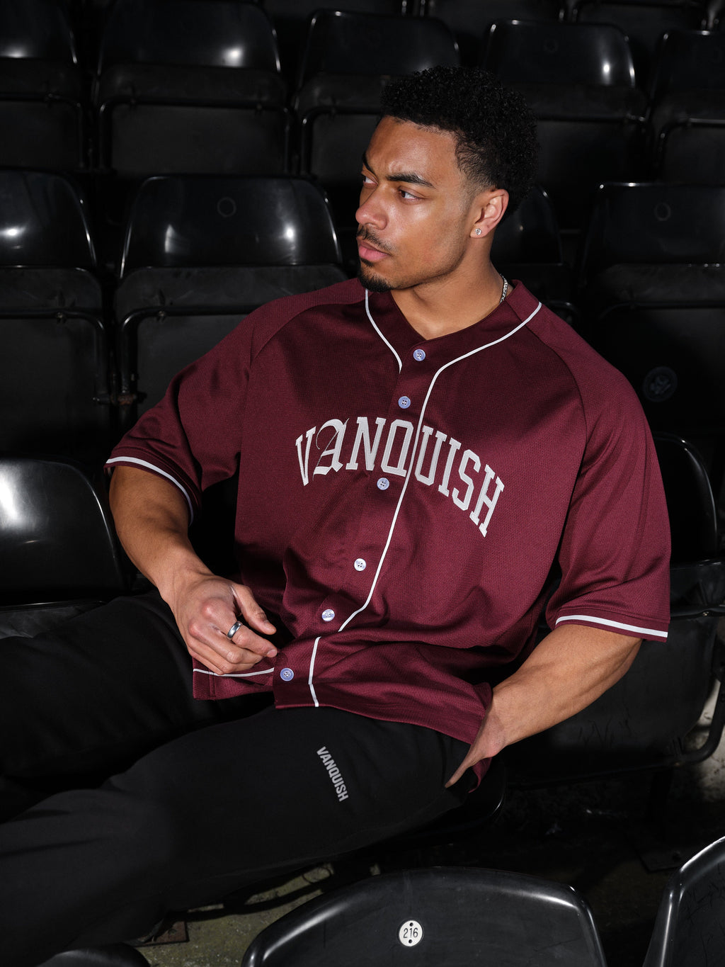 VANQUISH RED OVERSIZED BASEBALL JERSEY