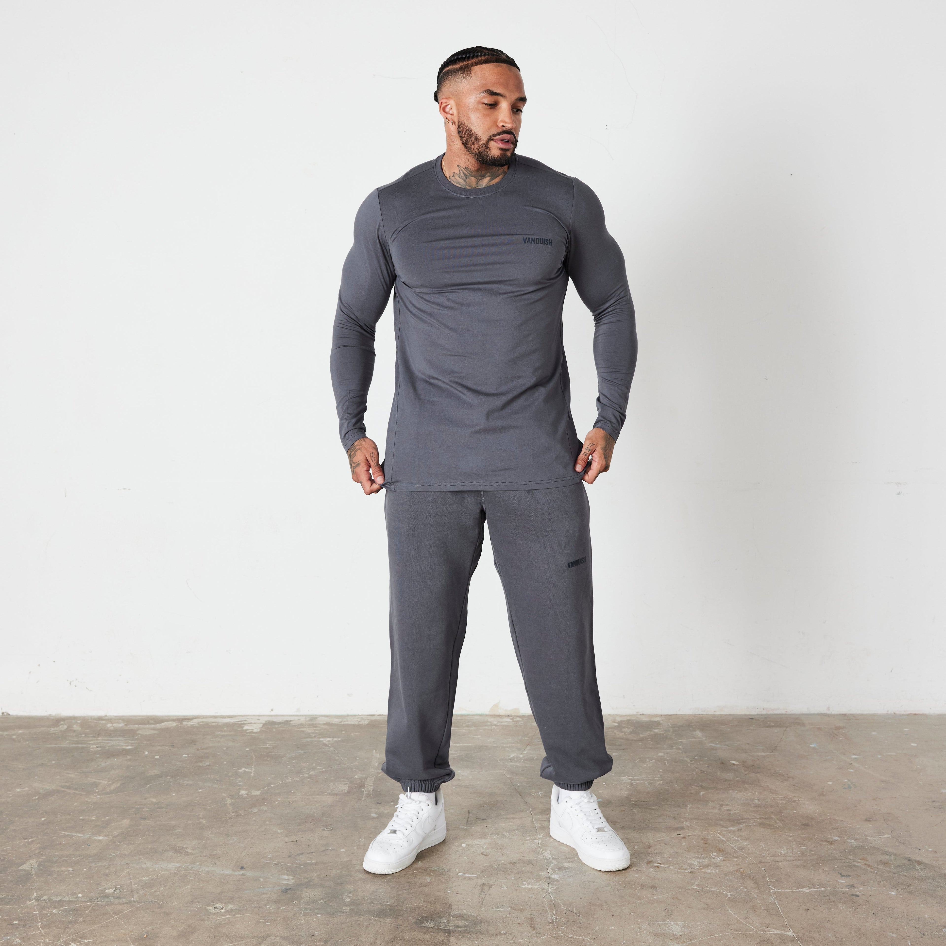 Vanquish Essential Denim Blue Slim Fit Long Sleeve T Shirt