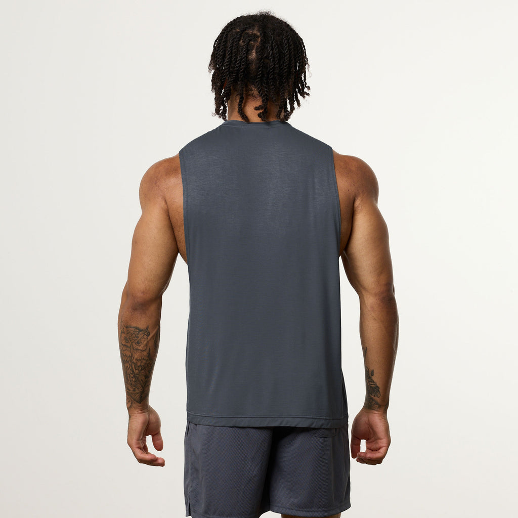 Vanquish Ultra Soft Denim Blue Oversized Sleeveless T Shirt