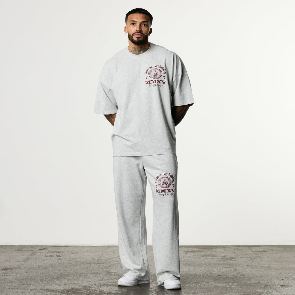 HERITAGE AND STRENGTH GREY BOXY OVERSIZED T SHIRT