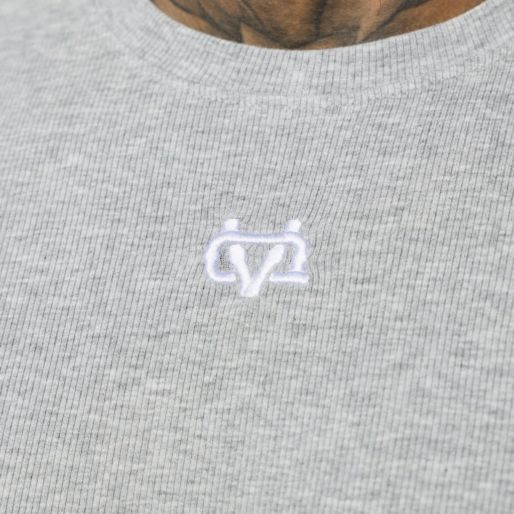 MONOGRAM RIB GREY MARL SLIM FIT T SHIRT