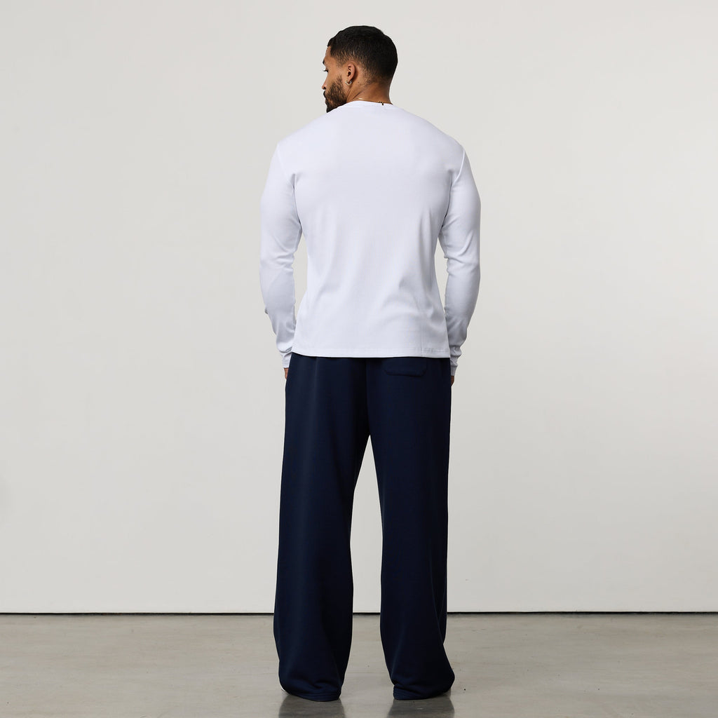 MONOGRAM RIB WHITE SLIM FIT LONG SLEEVE T SHIRT