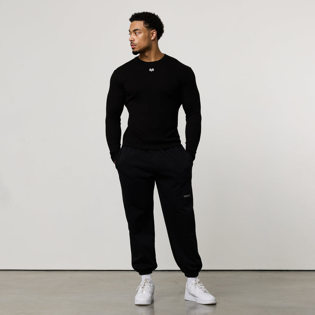 MONOGRAM RIB BLACK SLIM FIT LONG SLEEVE T SHIRT