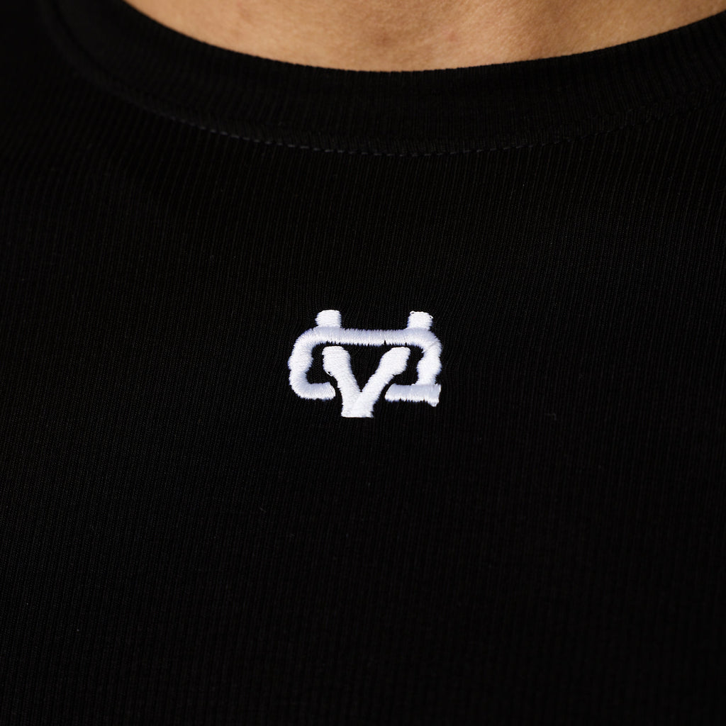 MONOGRAM RIB BLACK SLIM FIT LONG SLEEVE T SHIRT