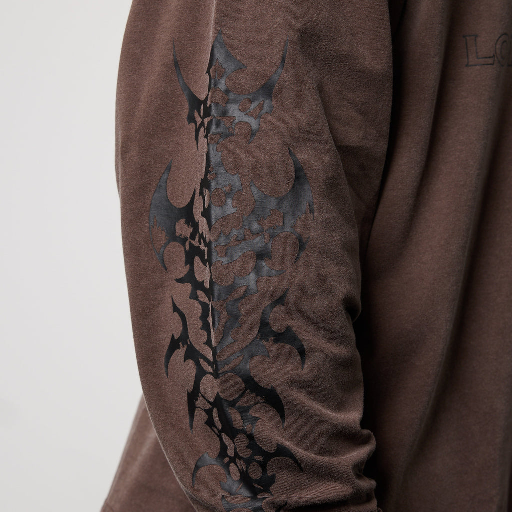 BLACK FORGE WASHED BROWN OVERSIZED LONG SLEEVE T SHIRT