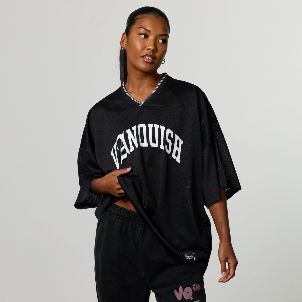 Varsity Black Oversized Boxy Football Jersey