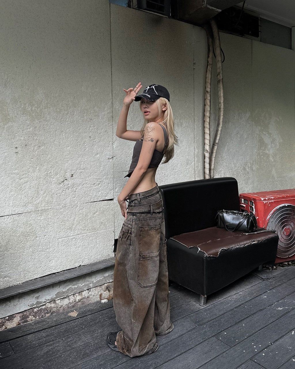 [ROIWORKSHOP] Double Waist Washed Jeans