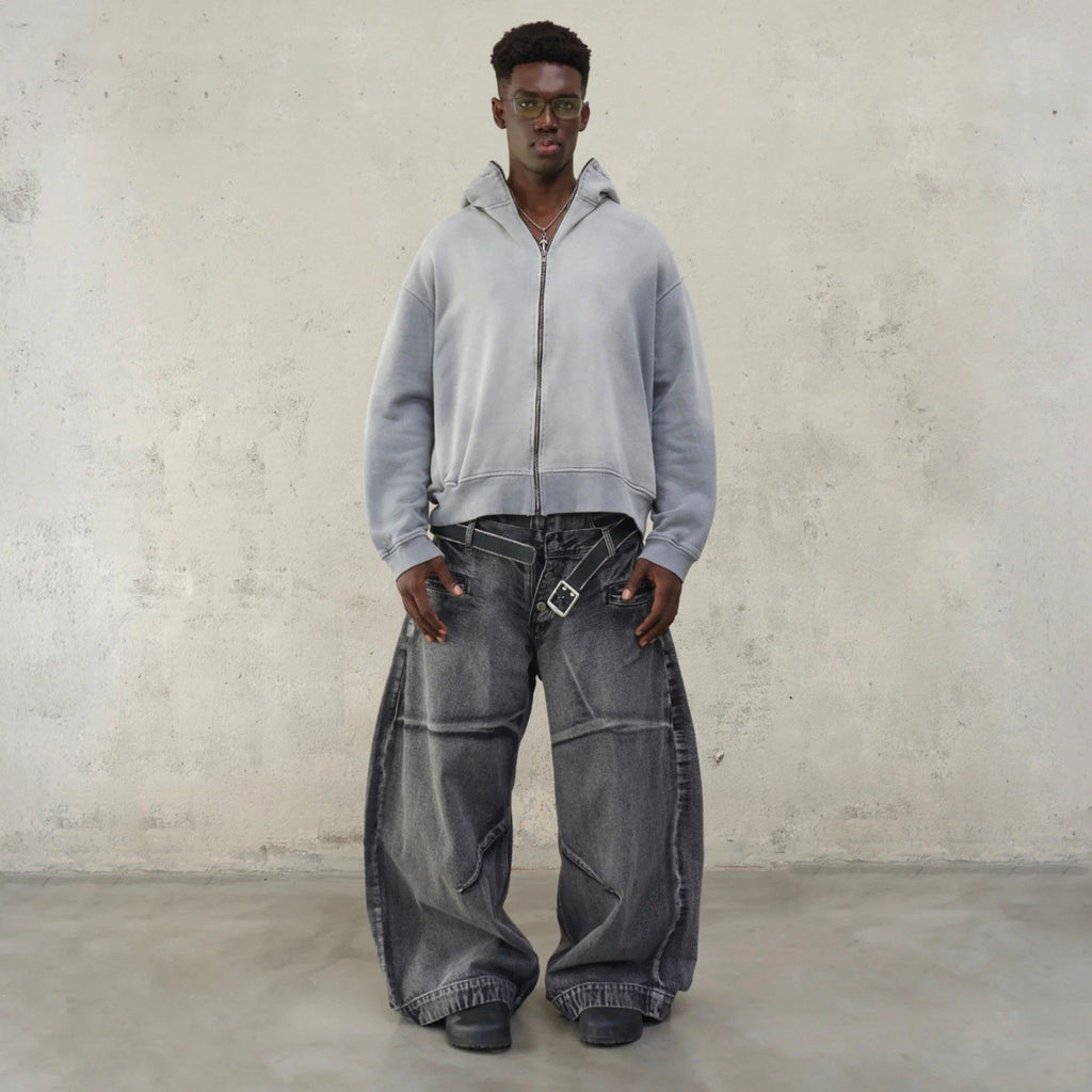 [ROIWORKSHOP] Double Waist Washed Jeans