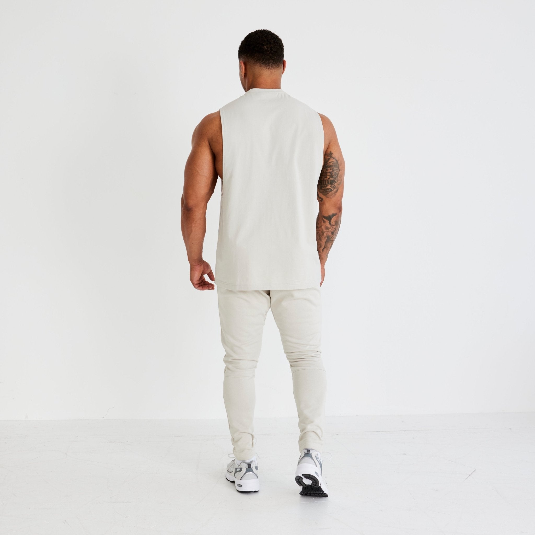 Vanquish Essential Stone Oversized Sleeveless T Shirt